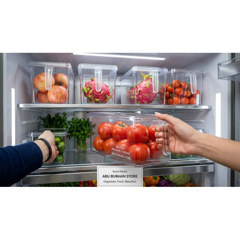 3 Piece Kitchen Organizer Storage Boxes - Stackable Large Containers for Fresh Produce, Meat, Cereal, Fruits, Vegetables, and Fish