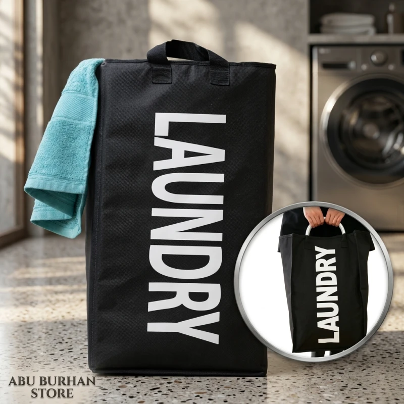 Foldable Laundry Basket Black Foam Padded Storage