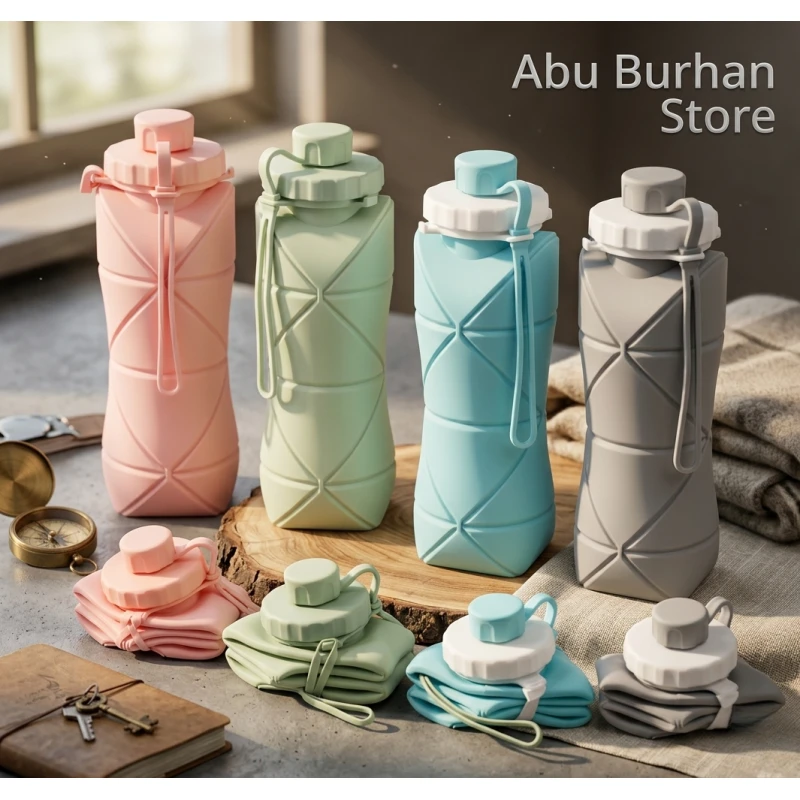Foldable Silicone Water Bottle 600ml - Convenient and Compact Design