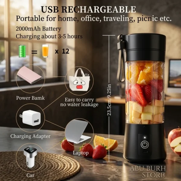 Portable Juicer Blender for Home, Office, Gym, and Travel Use