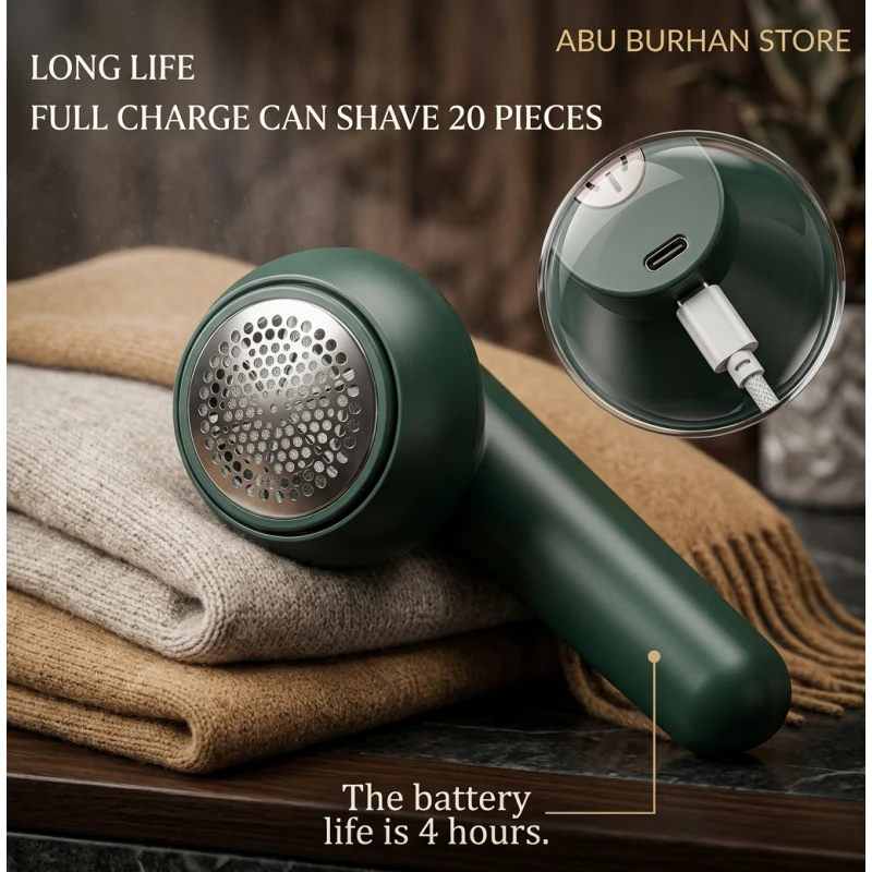 Portable Lint Remover Rechargeable Green for Home Use