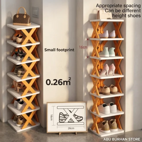Stylish X-Shaped Shoe Rack for Small Spaces